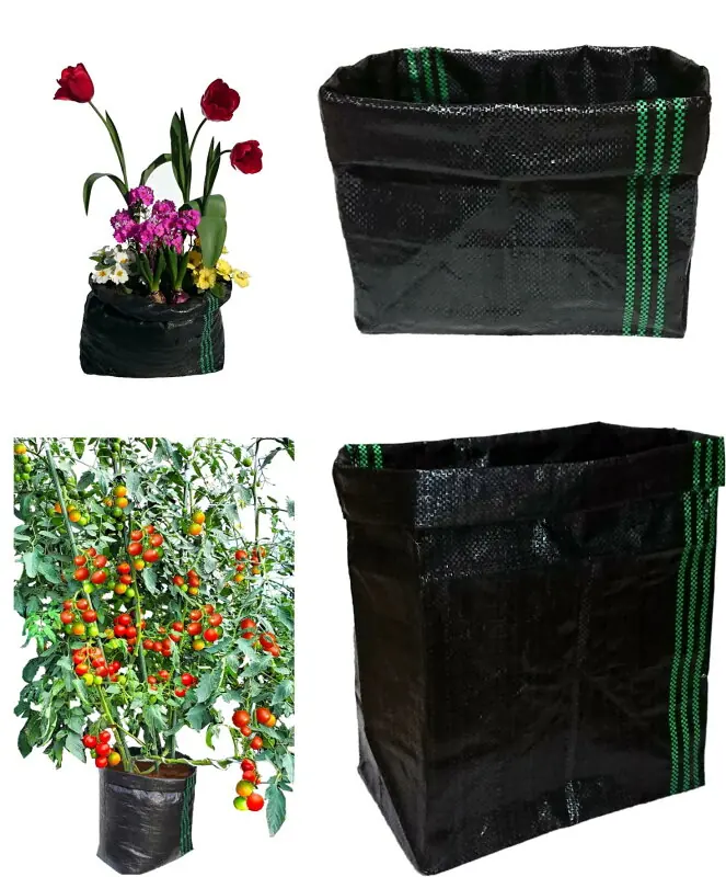栽培袋 10枚セット 植木鉢 プランター 園芸用 メッシュ素材 UV加工 大型 深型 通気性 排水性 高さ調整可 ジャガ